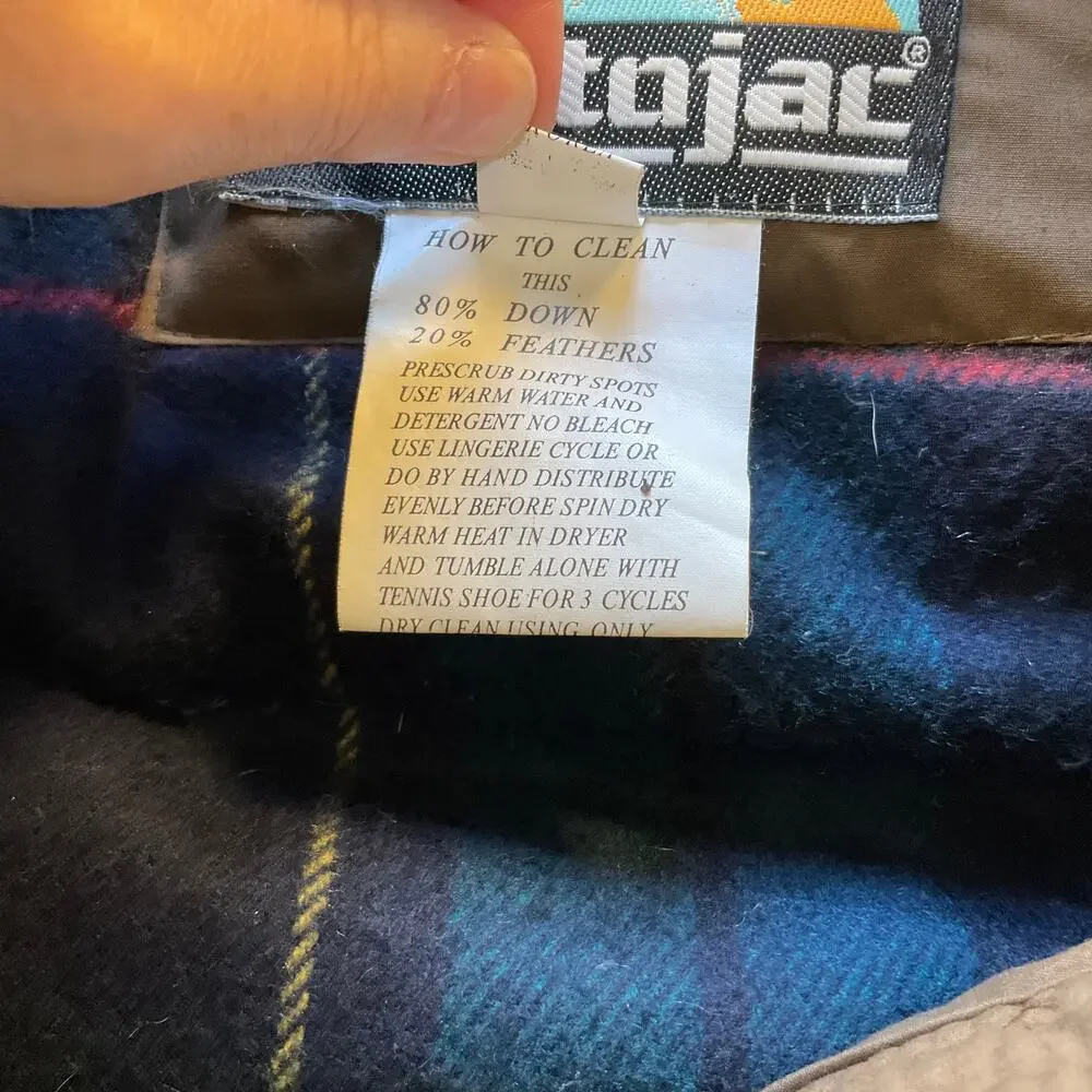 Vintage Stratjac Down Parka Jacket Mens M Brown Plaid Lined Field Coat Korea